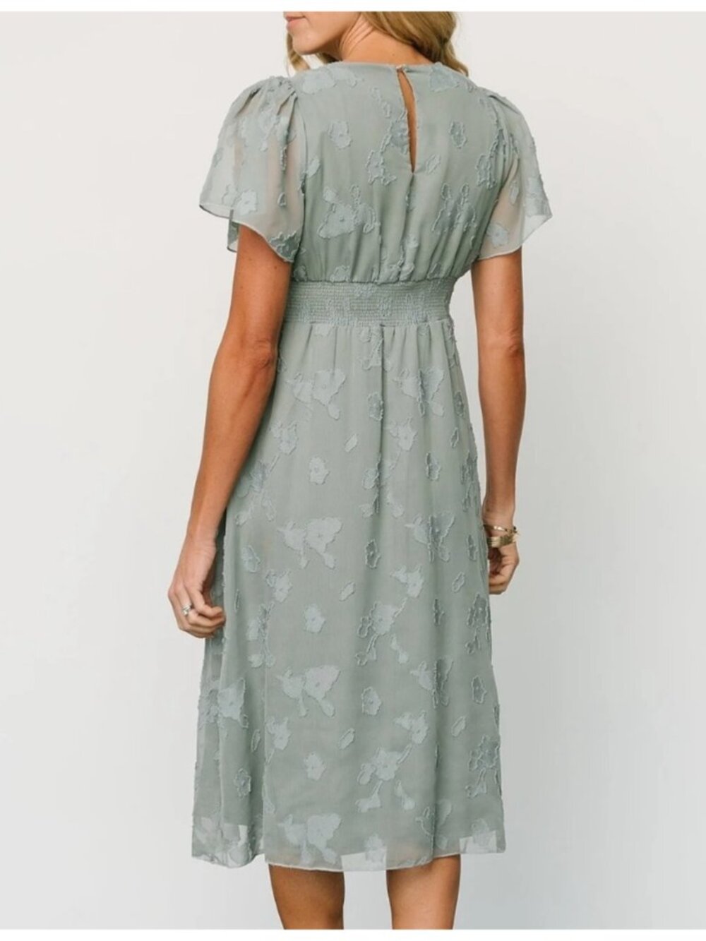 Baltic Born NEW June Smocked Midi Dress In Sage Green Size M - Picture 4 of 16